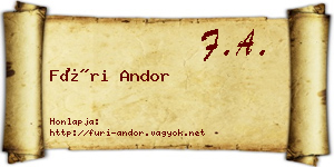 Füri Andor névjegykártya