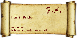Füri Andor névjegykártya